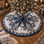 Midnight Snowman Forest Christmas Tree Skirt