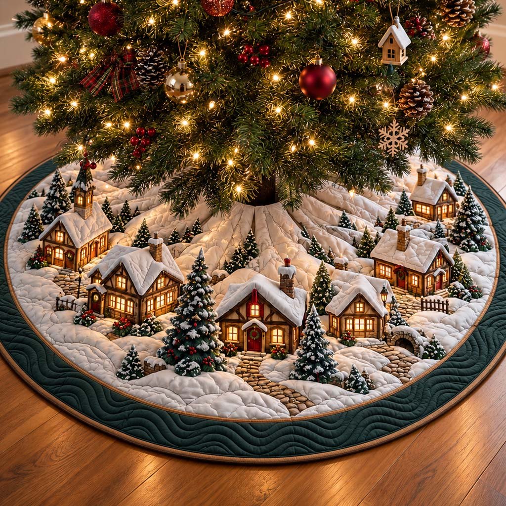 Midnight Village Christmas Tree Skirt