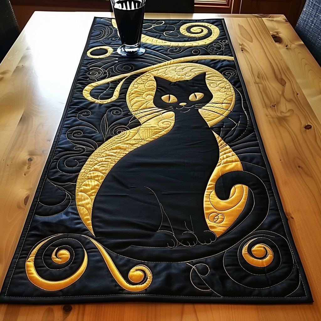 Midnight Cat Magic Table Runner