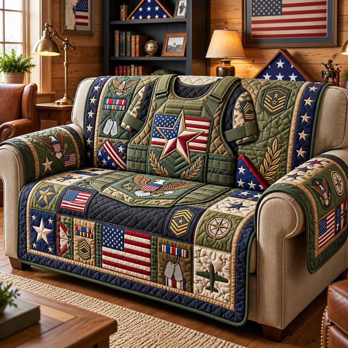 Star Vest Flag Military Pride Sofa Cover