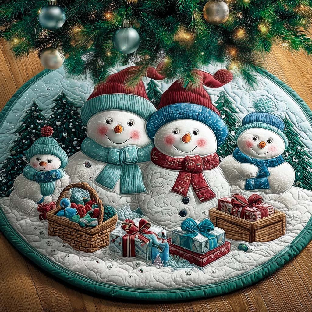 Mint Hat Snow Friends Christmas Tree Skirt