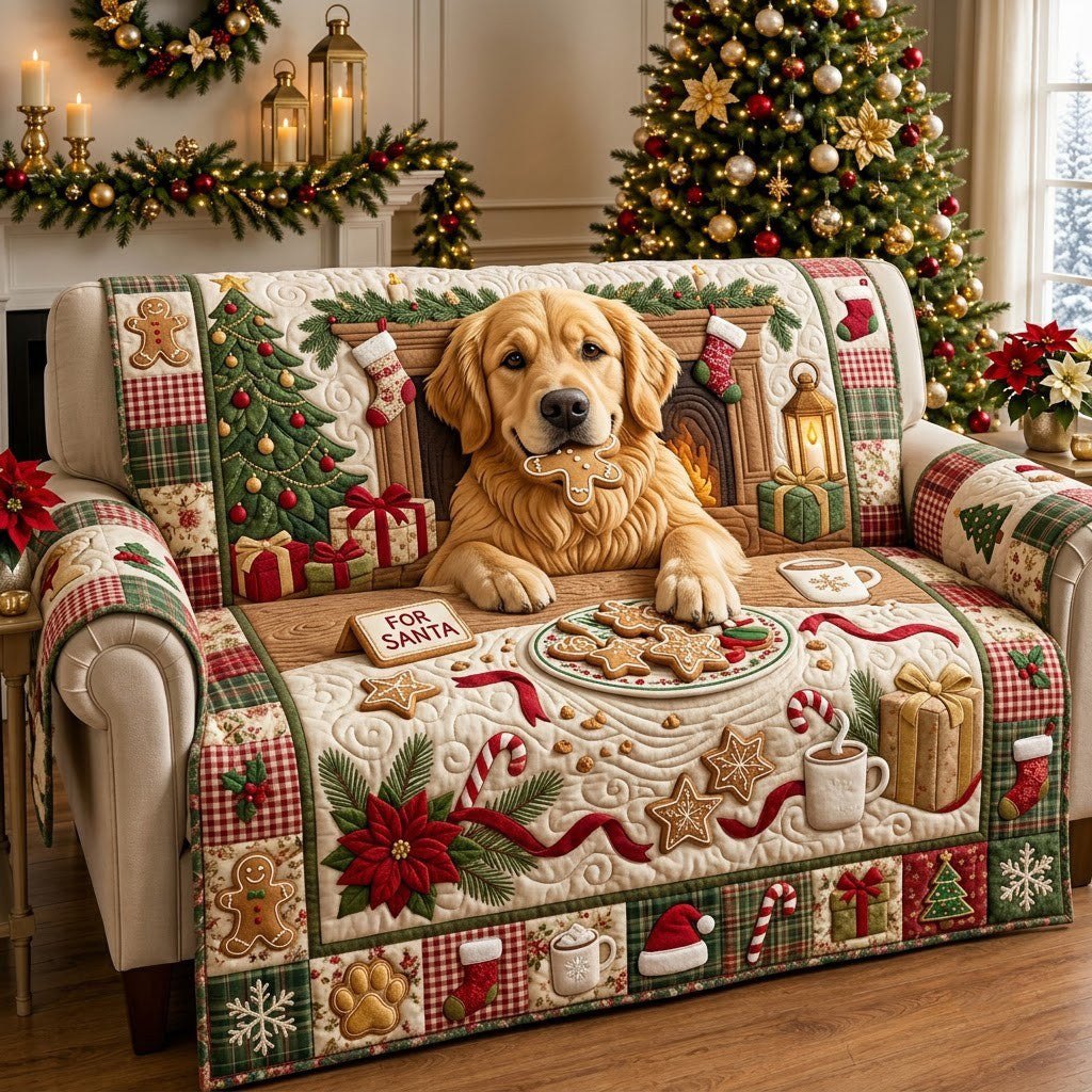 Mischievous Golden Retriever Sofa Cover