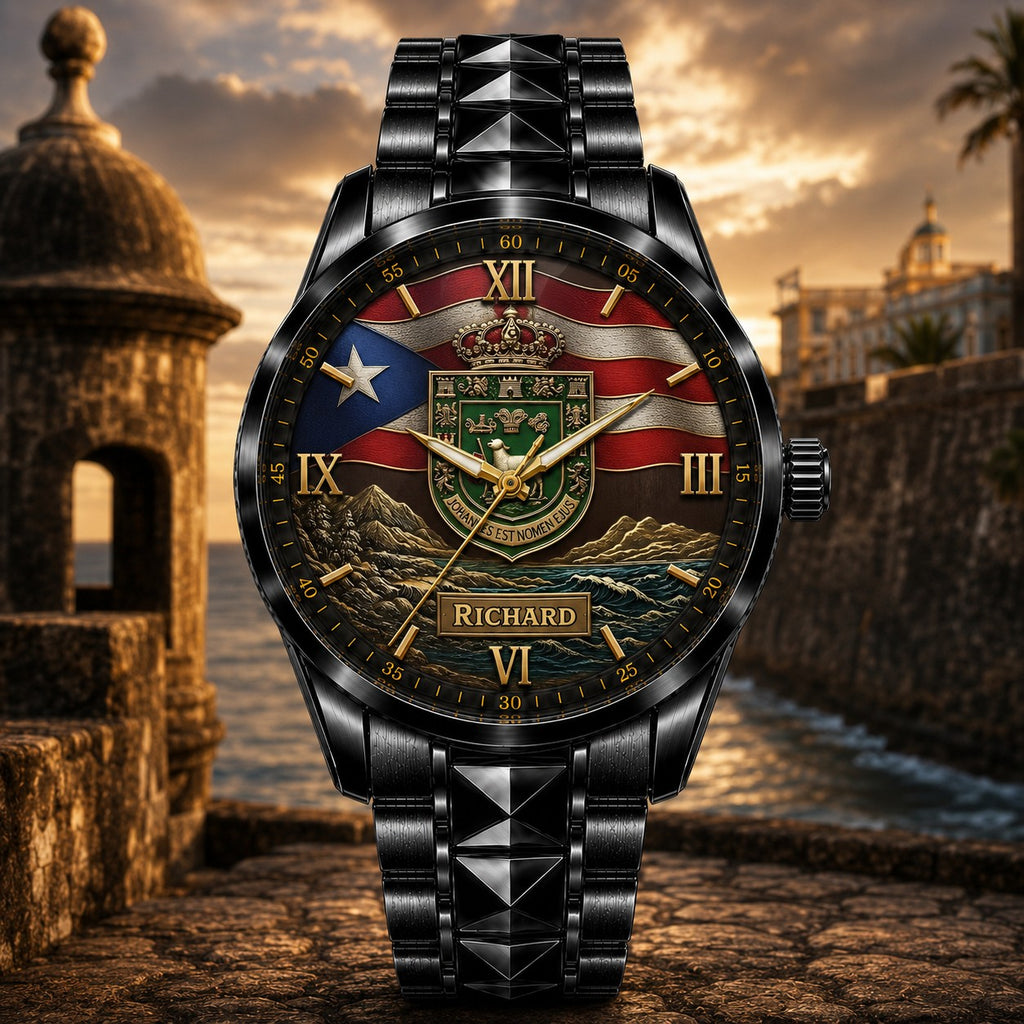 Custom Puerto Rico Heritage Watch — personalized with a custom name