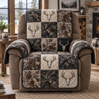 Monochrome Stag Lodge Sofa Cover
