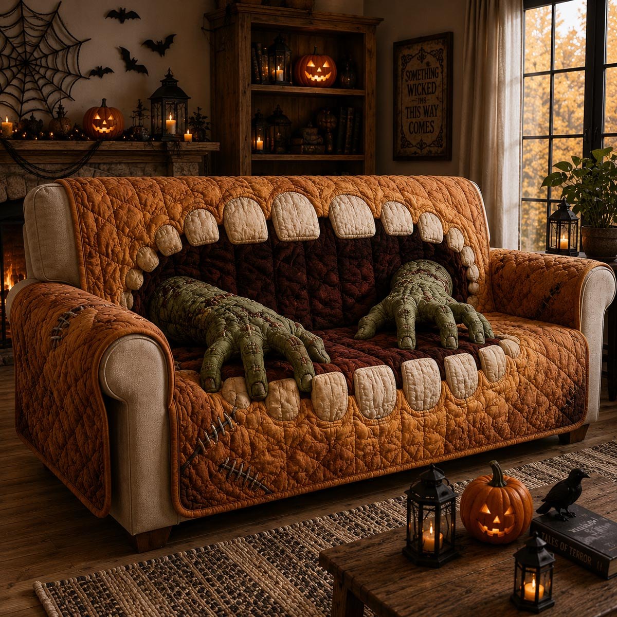 Monster Mouth with Green Claws Sofa Cover