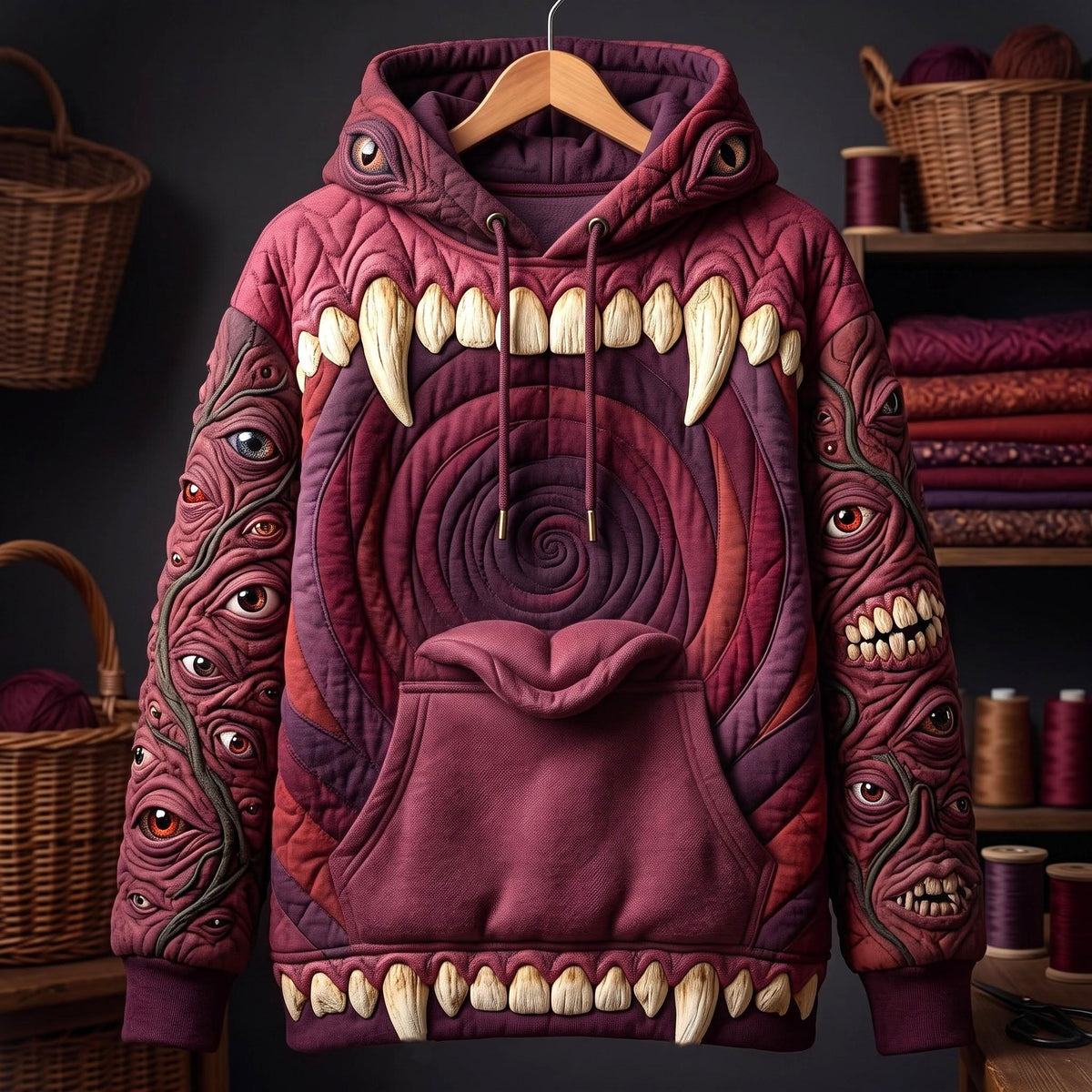 Monster Teeth hoodie, all-over print