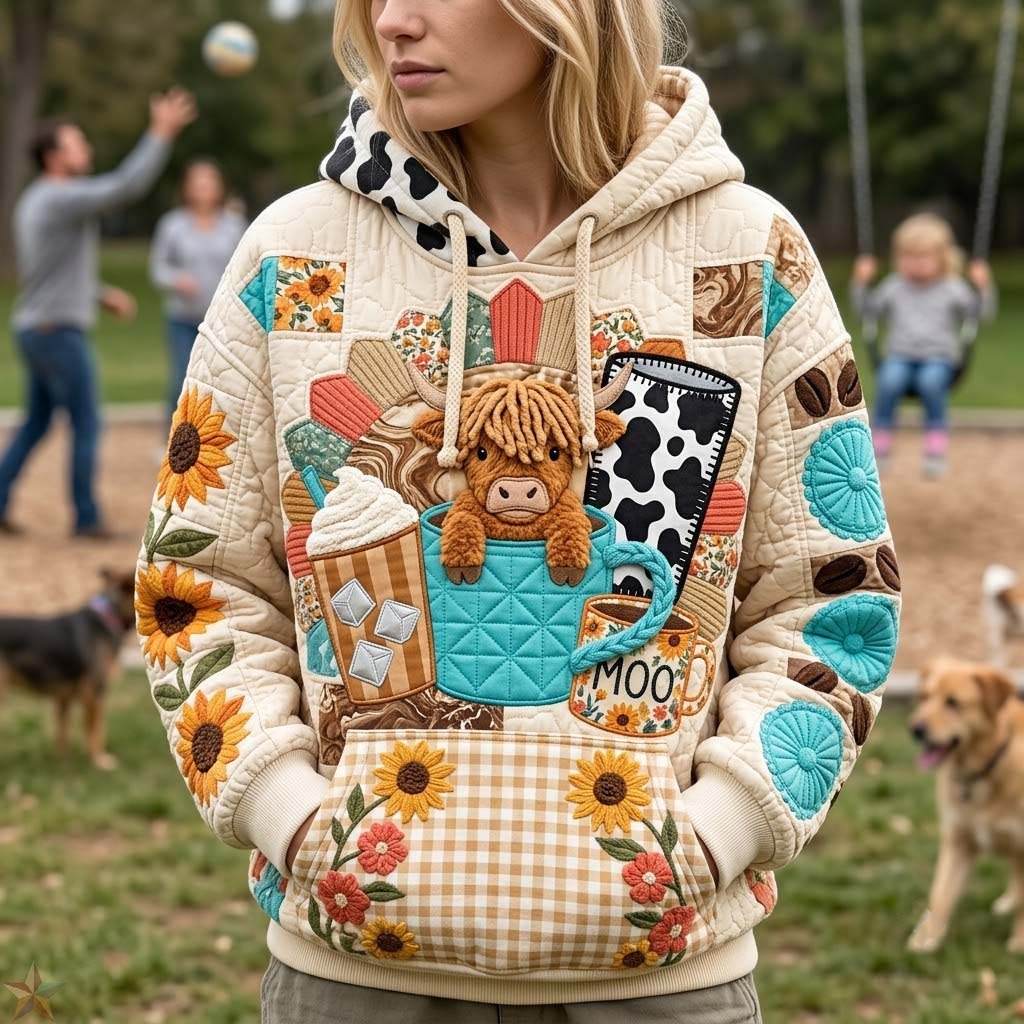 Moo Coffee Western Garden hoodie, all-over print