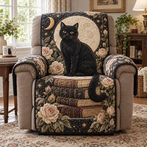 Moonlight Rose Black Cat Sofa Cover - Made to Order