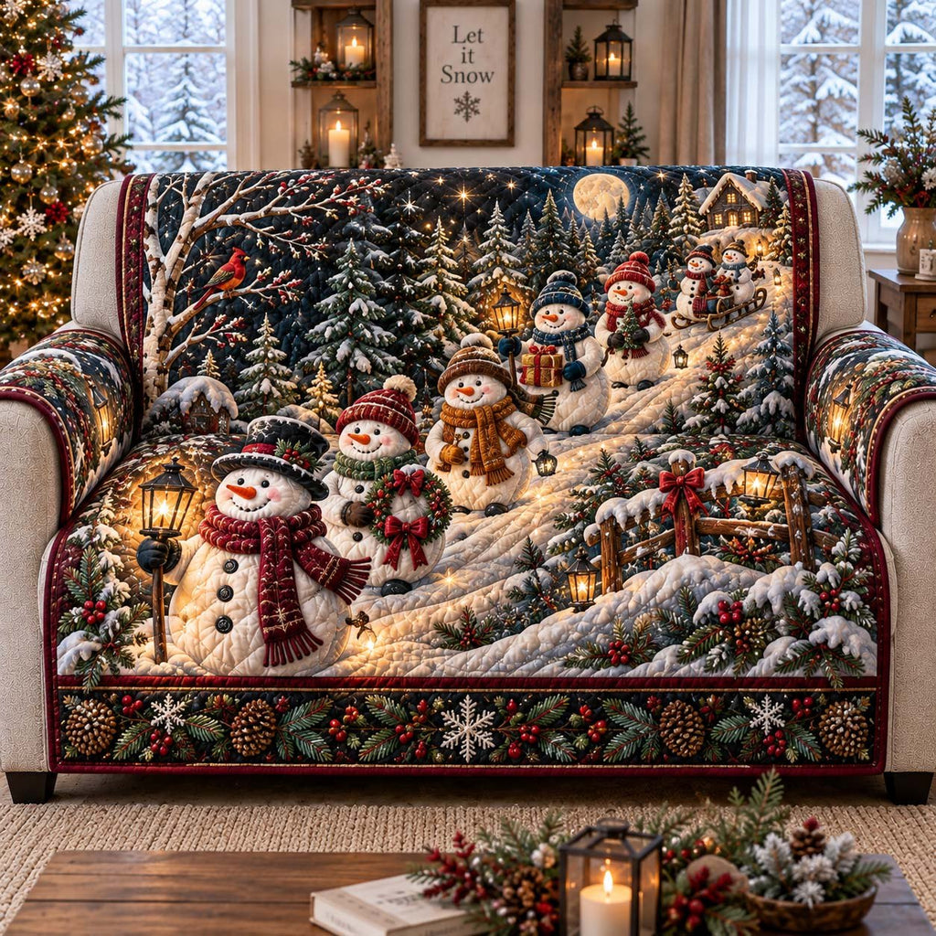 Lantern Path Snowman Parade Sofa Cover