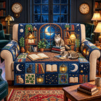 Moonlit Cat Library Sofa Cover