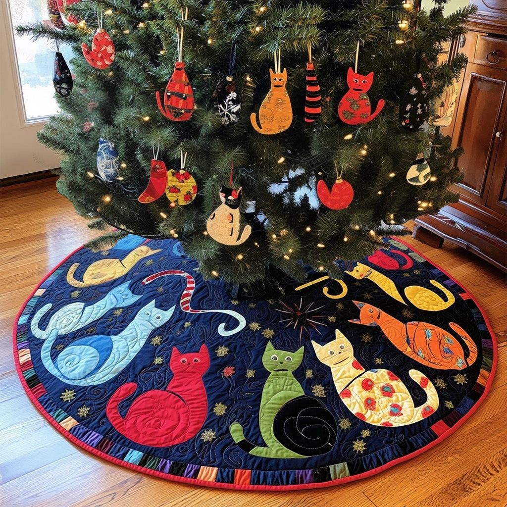 Moonlit Cats Christmas Tree Skirt