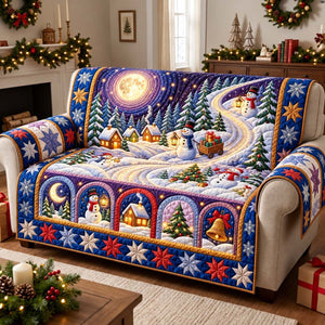 Moonlit Snowman Trail Sofa Cover - Made to Order
