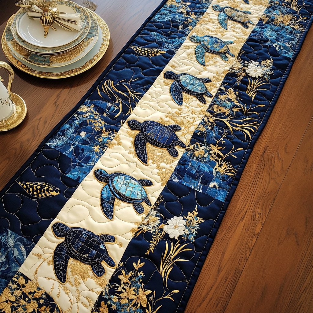 Moonlit Turtle Table Runner