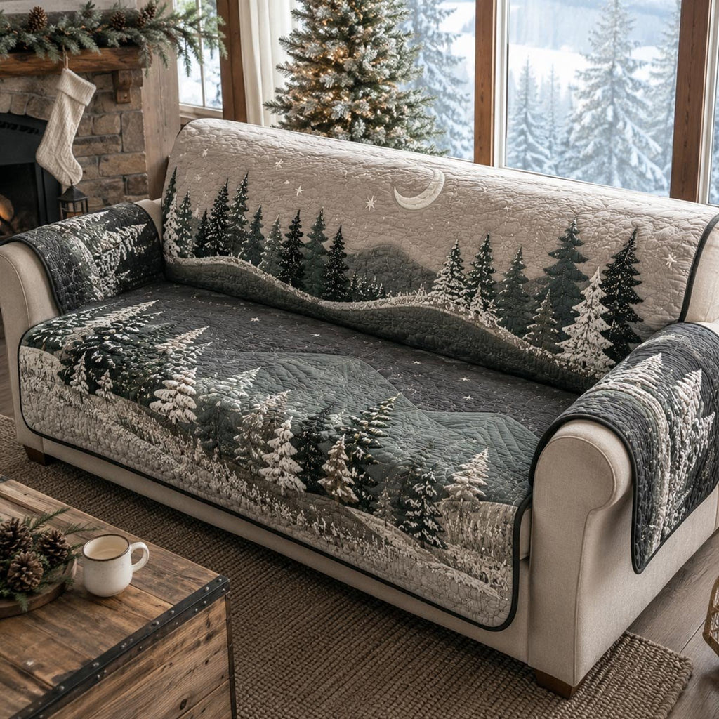 Moonlit Winter Forest Sofa Cover