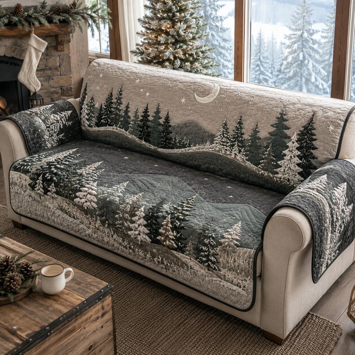 Moonlit Winter Forest Sofa Cover