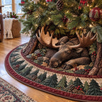 Moose Dreams Beneath the Pines Christmas Tree Skirt