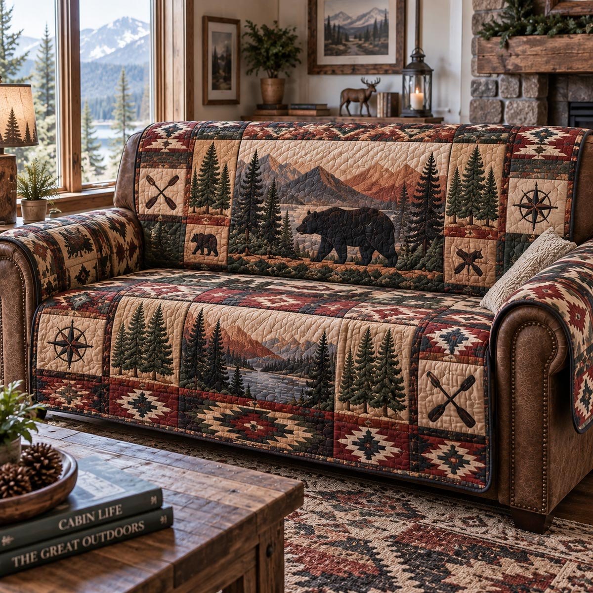 Moose Mountain Lodge Sofa Cover