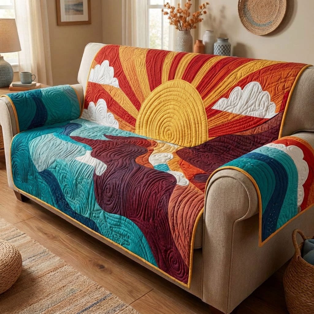 Golden Sun Over the Red Canyon Sofa Cover