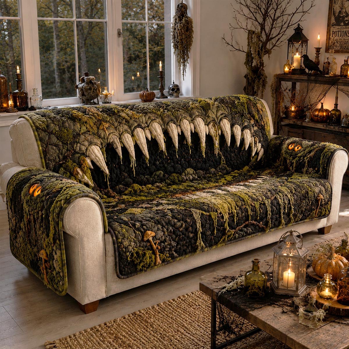 Mossy Swamp Monster Mouth Sofa Cover