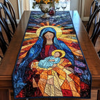 Stained Glass Madonna and Child Table Runner