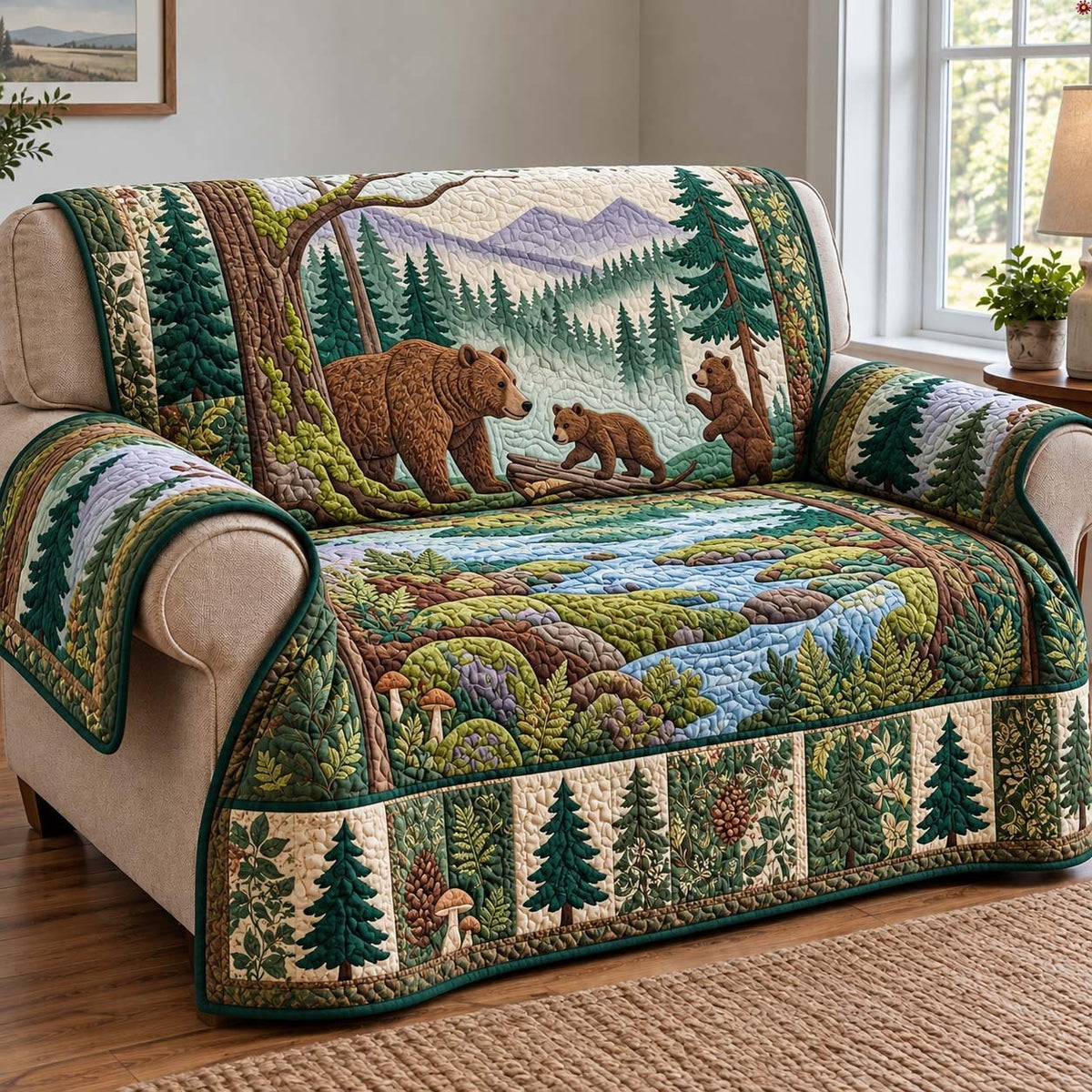 Mountain Bear Family Sofa Cover