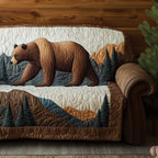 Bear Walking on Blue Mountains Sofa Cover