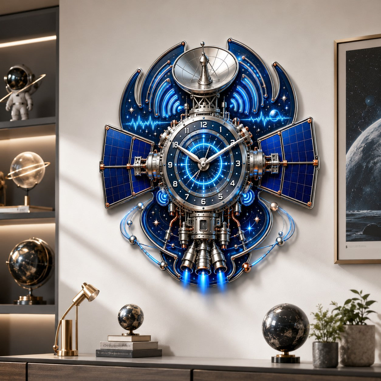 Space Enthusiasts Custom Name Wall Clock — personalized with a custom name