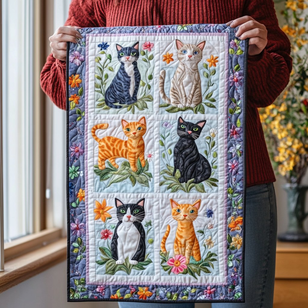 Multicolored Cats Table Runner