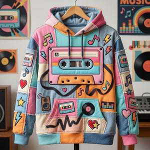 Pink Cassette on Pastel Blocks Hoodie, Sweater and T-Shirt - Made to Order