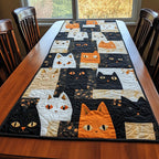 Cat Blocks in Black and Orange Table Runner
