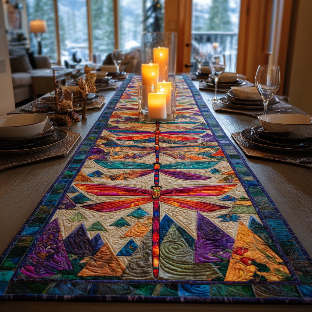Mystic Dragonfly Bloom Table Runner