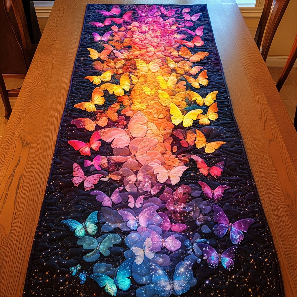 Butterflies in Galaxy Colors Table Runner