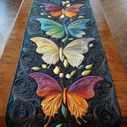Butterflies on Dark Blue Swirls Table Runner