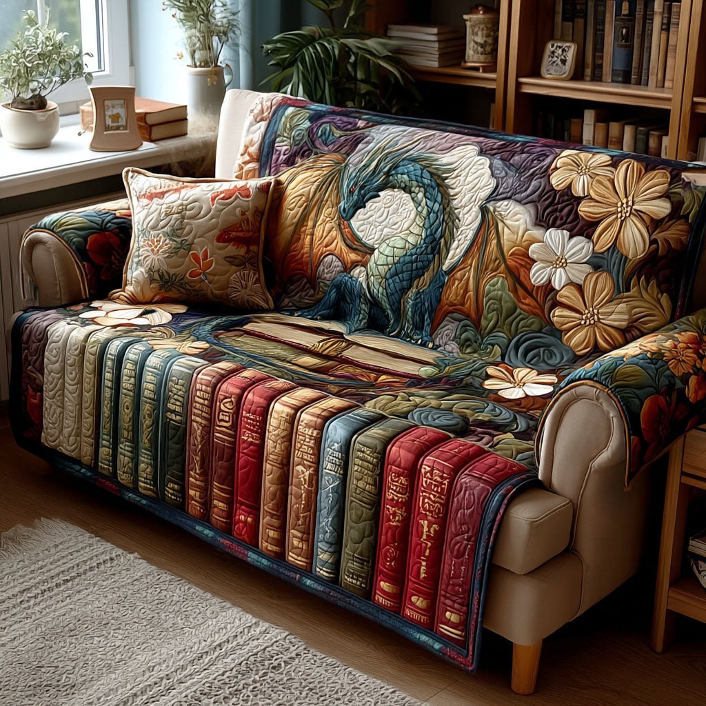Bookshelf Row with Daisies Sofa Cover