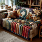 Bookshelf Row with Daisies Sofa Cover