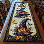 Witch Hat with Autumn Flowers Table Runner