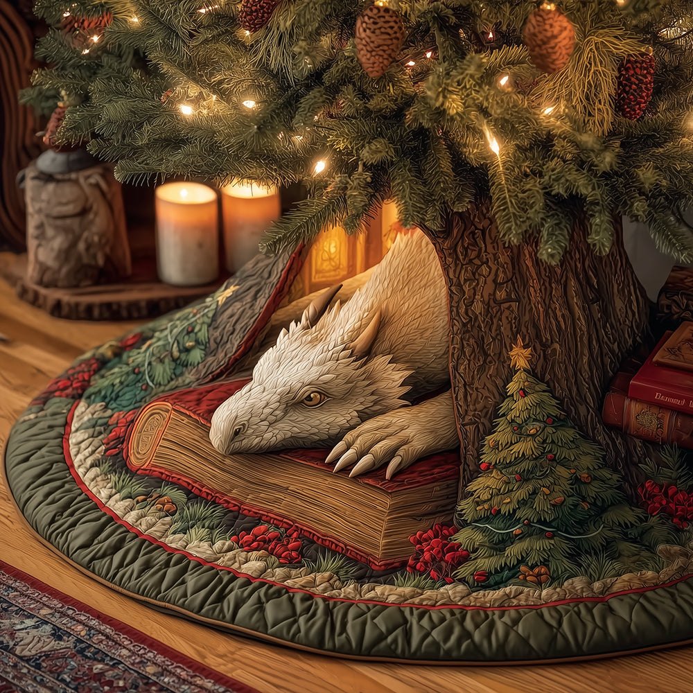 Mystic Winter Dragon Christmas Tree Skirt