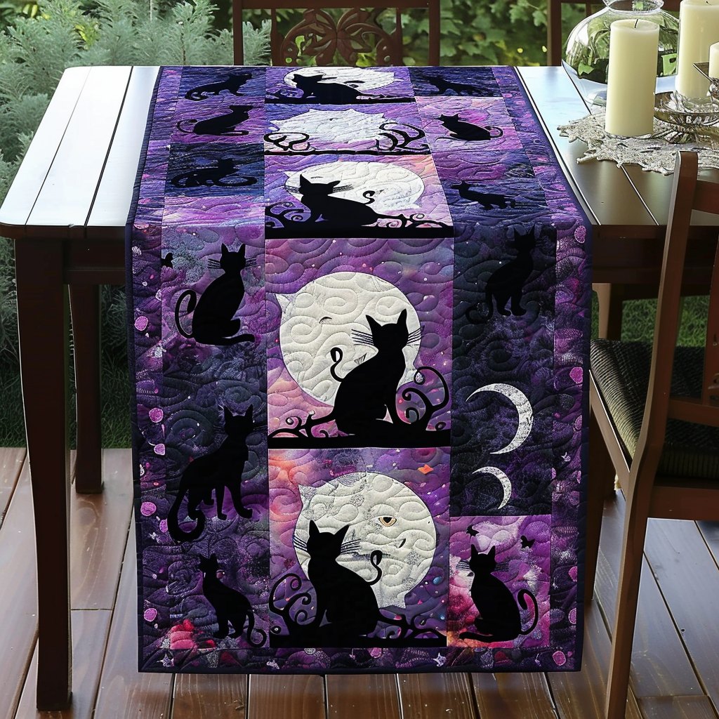 Mystical Black Cats Table Runner