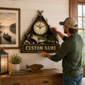 Fishing rod Custom Name Wall Clock — personalized with a custom name