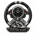 Kart Racing Custom Name Wall Clock — personalized with a custom name