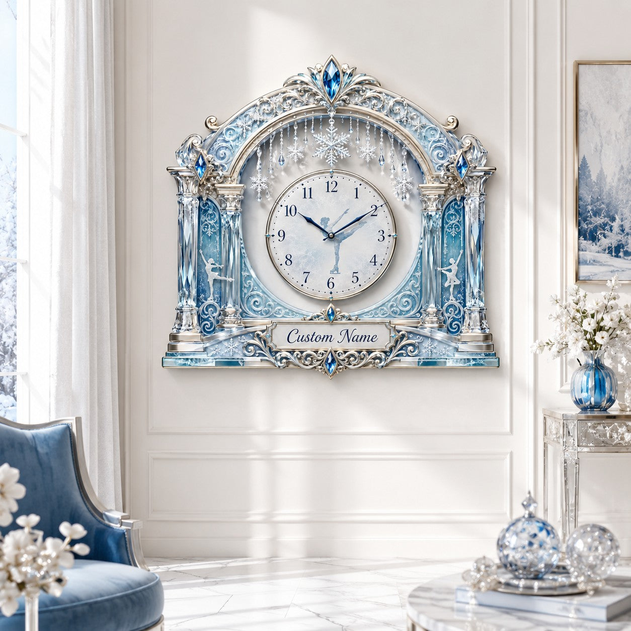 Personalized skating coaches wall clock — personalized with a custom name