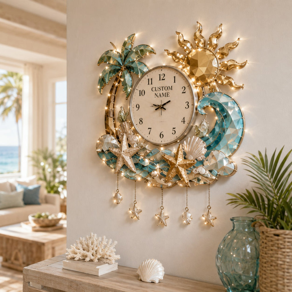 Personalized beach wall clock — personalized with a custom name