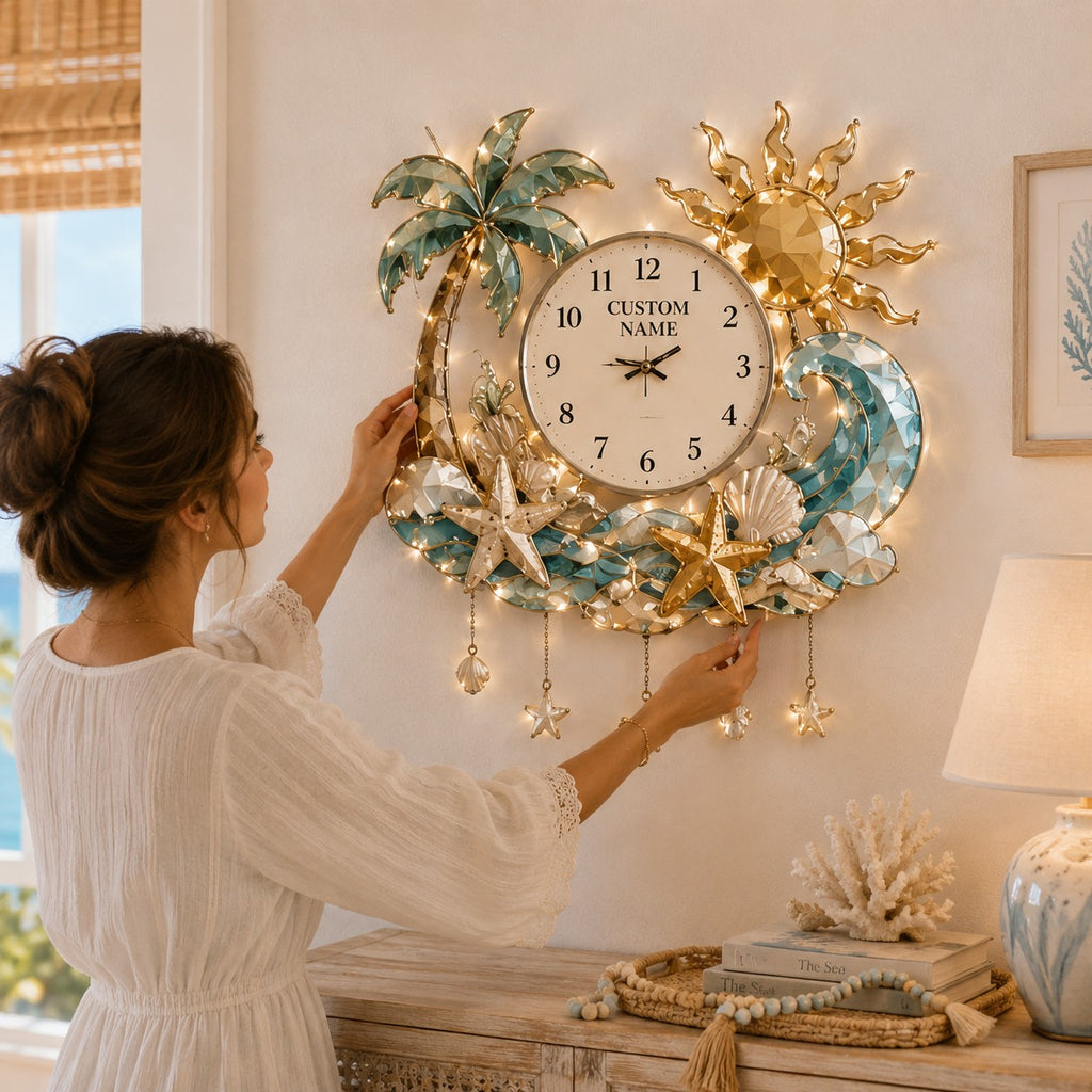 Personalized beach wall clock — personalized with a custom name