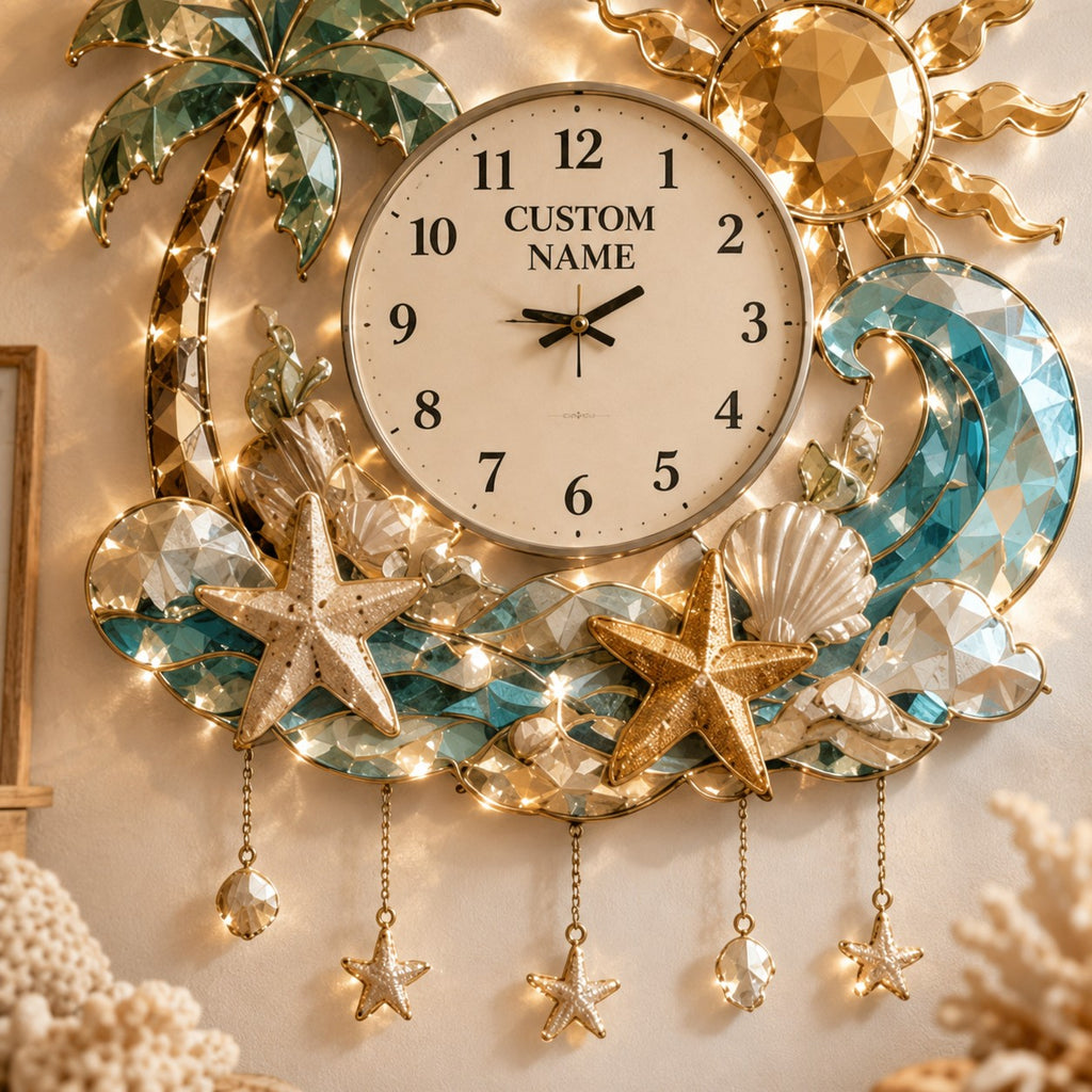 Personalized beach wall clock — personalized with a custom name