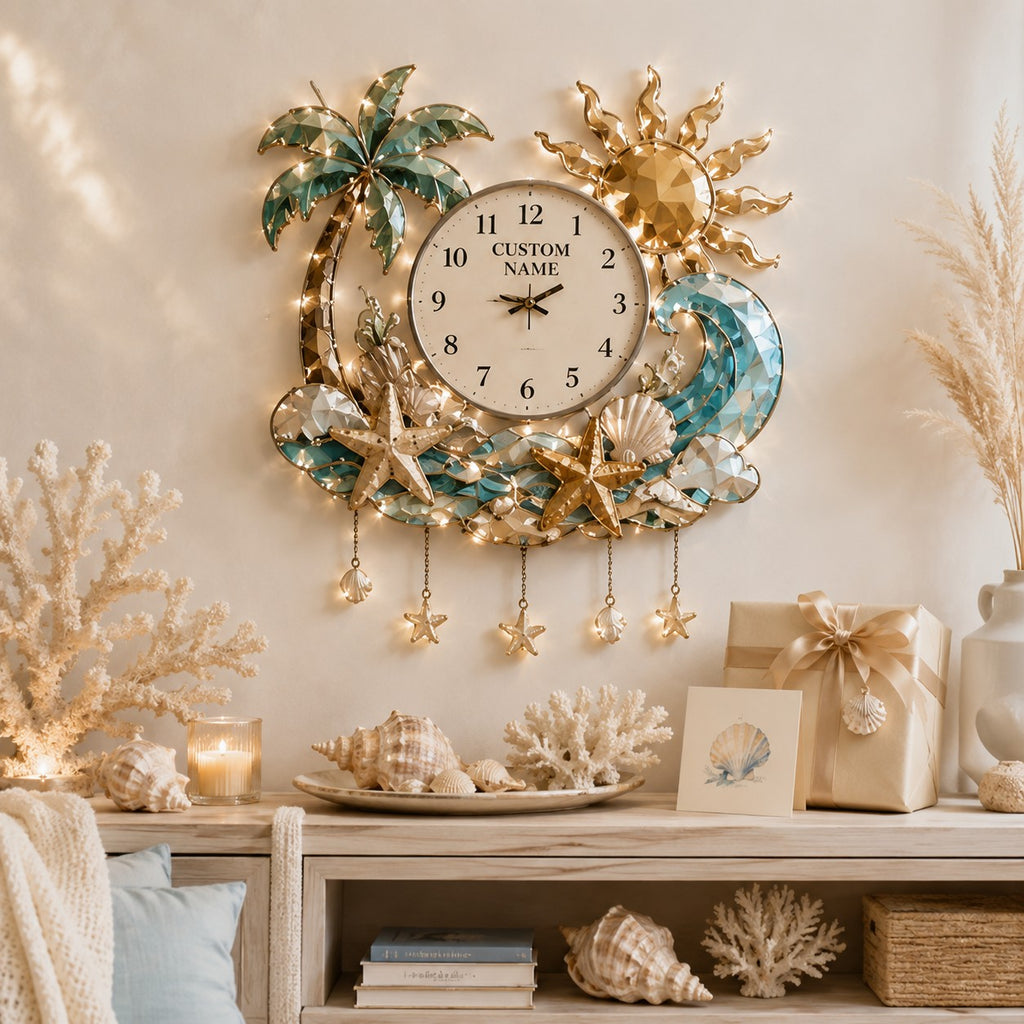 Personalized beach wall clock — personalized with a custom name