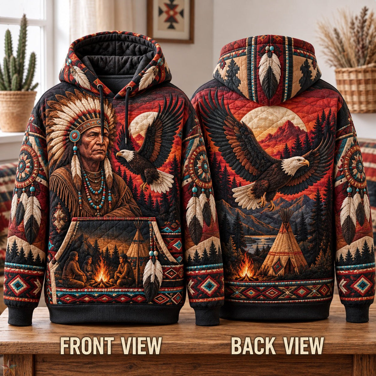 Native Eagle Spirit hoodie, all-over print