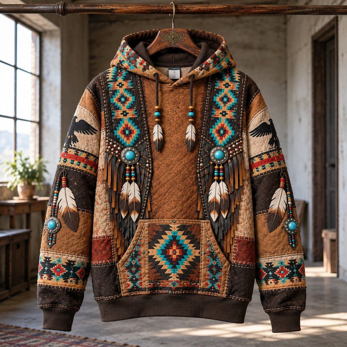 Native Feather Heritage hoodie, all-over print