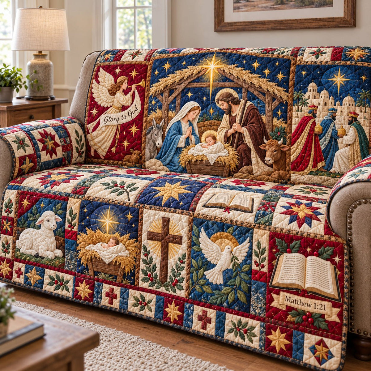 Nativity Holy Manger Sofa Cover