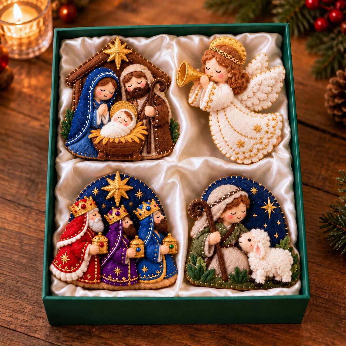 Three Kings Nativity Scene Ornament Gift Set