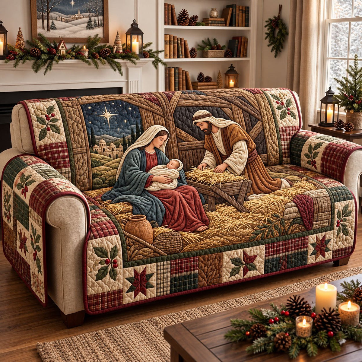 Holy Family Wheat Field Nativity Sofa Cover